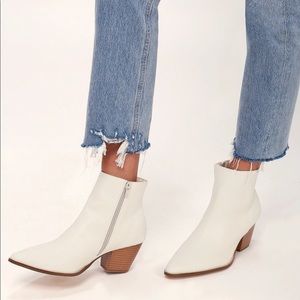 White Snake Skin Pointed Booties